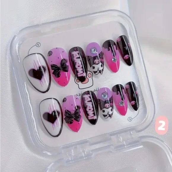 Sanrio Kuromi, Hello Kitty Pastel & Pink Press On Nail Set 12pc set- One Set Ea - Picture 4 of 7
